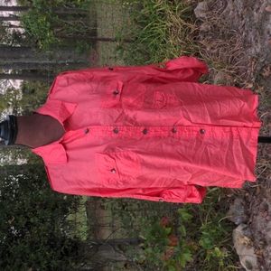 Chico's Deep Orange 100% Silk Long Sleeve Roll-Up Tab Button Down Collared Shirt